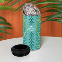 Teal Palaka Hawaii Iwa Bird 4 in 1 Can Cooler Tumbler Hawaiian Kakau Jade Vine Lei - Polynesian Pride