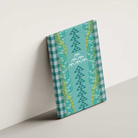 Teal Palaka Hawaii Iwa Bird Canvas Wall Art Hawaiian Kakau Jade Vine Lei - Polynesian Pride