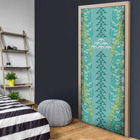 Teal Palaka Hawaii Iwa Bird Door Cover Hawaiian Kakau Jade Vine Lei - Polynesian Pride