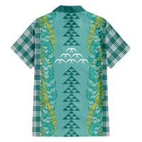 Teal Palaka Hawaii Iwa Bird Family Matching Long Sleeve Bodycon Dress and Hawaiian Shirt Hawaiian Kakau Jade Vine Lei LT14 - Polynesian Pride