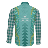 Teal Palaka Hawaii Iwa Bird Family Matching Puletasi and Hawaiian Shirt Hawaiian Kakau Jade Vine Lei LT14 - Polynesian Pride