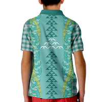 Teal Palaka Hawaii Iwa Bird Kid Polo Shirt Hawaiian Kakau Jade Vine Lei - Polynesian Pride
