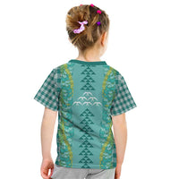 Teal Palaka Hawaii Iwa Bird Kid T Shirt Hawaiian Kakau Jade Vine Lei - Polynesian Pride