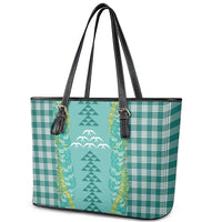 Teal Palaka Hawaii Iwa Bird Leather Tote Bag Hawaiian Kakau Jade Vine Lei - Polynesian Pride