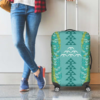 Teal Palaka Hawaii Iwa Bird Luggage Cover Hawaiian Kakau Jade Vine Lei - Polynesian Pride