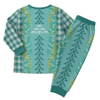 Teal Palaka Hawaii Iwa Bird Christmas Pajama Set Hawaiian Kakau Jade Vine Lei - Polynesian Pride