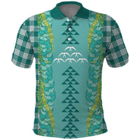 Teal Palaka Hawaii Iwa Bird Polo Shirt Hawaiian Kakau Jade Vine Lei - Polynesian Pride