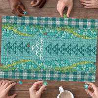 Teal Palaka Hawaii Iwa Bird Puzzle Hawaiian Kakau Jade Vine Lei LT14 - Polynesian Pride