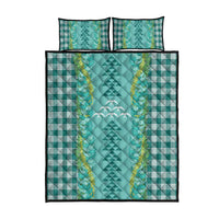 Teal Palaka Hawaii Iwa Bird Quilt Bed Set Hawaiian Kakau Jade Vine Lei - Polynesian Pride