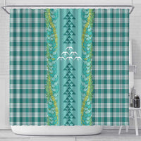 Teal Palaka Hawaii Iwa Bird Shower Curtain Hawaiian Kakau Jade Vine Lei - Polynesian Pride