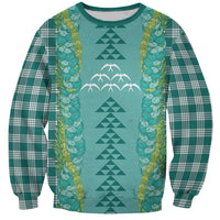 Teal Palaka Hawaii Iwa Bird Sweatshirt Hawaiian Kakau Jade Vine Lei - Polynesian Pride