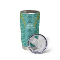 Teal Palaka Hawaii Iwa Bird Tumbler Cup Hawaiian Kakau Jade Vine Lei - Polynesian Pride