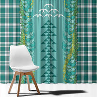Teal Palaka Hawaii Iwa Bird Window Curtain Hawaiian Kakau Jade Vine Lei - Polynesian Pride