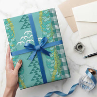 Teal Palaka Hawaii Iwa Bird Wrapping Paper Hawaiian Kakau Jade Vine Lei - Polynesian Pride