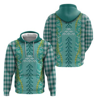Teal Palaka Hawaii Iwa Bird Zip Hoodie Hawaiian Kakau Jade Vine Lei - Polynesian Pride