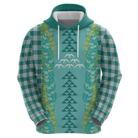 Teal Palaka Hawaii Iwa Bird Zip Hoodie Hawaiian Kakau Jade Vine Lei - Polynesian Pride
