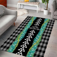 Black Palaka Hawaii Iwa Bird Area Rug Hawaiian Kakau Jade Vine Lei - Polynesian Pride
