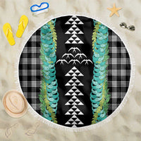 Black Palaka Hawaii Iwa Bird Beach Blanket Hawaiian Kakau Jade Vine Lei - Polynesian Pride