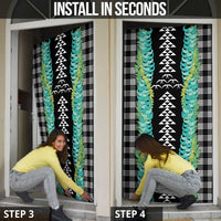 Black Palaka Hawaii Iwa Bird Door Cover Hawaiian Kakau Jade Vine Lei - Polynesian Pride