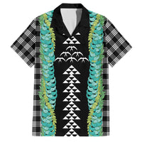 Black Palaka Hawaii Iwa Bird Family Matching Off Shoulder Short Dress and Hawaiian Shirt Hawaiian Kakau Jade Vine Lei - Polynesian Pride