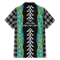 Black Palaka Hawaii Iwa Bird Family Matching Off Shoulder Short Dress and Hawaiian Shirt Hawaiian Kakau Jade Vine Lei - Polynesian Pride