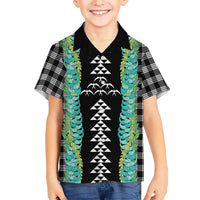 Black Palaka Hawaii Iwa Bird Family Matching Off Shoulder Short Dress and Hawaiian Shirt Hawaiian Kakau Jade Vine Lei - Polynesian Pride