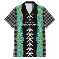 Black Palaka Hawaii Iwa Bird Family Matching Tank Maxi Dress and Hawaiian Shirt Hawaiian Kakau Jade Vine Lei - Polynesian Pride
