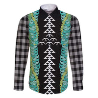 Black Palaka Hawaii Iwa Bird Family Matching Tank Maxi Dress and Hawaiian Shirt Hawaiian Kakau Jade Vine Lei - Polynesian Pride