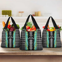 Black Palaka Hawaii Iwa Bird Grocery Bag Hawaiian Kakau Jade Vine Lei - Polynesian Pride