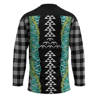 Black Palaka Hawaii Iwa Bird Hockey Jersey Hawaiian Kakau Jade Vine Lei - Polynesian Pride