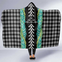 Black Palaka Hawaii Iwa Bird Hooded Blanket Hawaiian Kakau Jade Vine Lei - Polynesian Pride