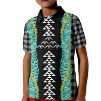 Black Palaka Hawaii Iwa Bird Kid Polo Shirt Hawaiian Kakau Jade Vine Lei - Polynesian Pride