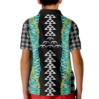 Black Palaka Hawaii Iwa Bird Kid Polo Shirt Hawaiian Kakau Jade Vine Lei - Polynesian Pride