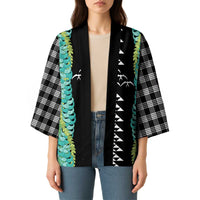 Black Palaka Hawaii Iwa Bird Kimono Hawaiian Kakau Jade Vine Lei - Polynesian Pride
