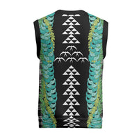 Black Palaka Hawaii Iwa Bird Christmas Knitted V-Neck Vest Hawaiian Kakau Jade Vine Lei - Polynesian Pride