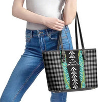 Black Palaka Hawaii Iwa Bird Leather Tote Bag Hawaiian Kakau Jade Vine Lei - Polynesian Pride