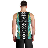 Black Palaka Hawaii Iwa Bird Men Tank Top Hawaiian Kakau Jade Vine Lei - Polynesian Pride