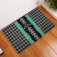 Black Palaka Hawaii Iwa Bird Rubber Doormat Hawaiian Kakau Jade Vine Lei - Polynesian Pride