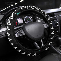 Black Palaka Hawaii Iwa Bird Steering Wheel Cover Hawaiian Kakau Jade Vine Lei - Polynesian Pride