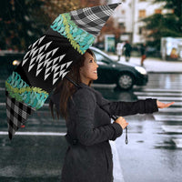 Black Palaka Hawaii Iwa Bird Umbrella Hawaiian Kakau Jade Vine Lei - Polynesian Pride