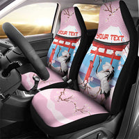 Japanese Torii Gate Cranes Personalised Car Seat Cover Fuji Mount Sakura Seigaiha Pattern