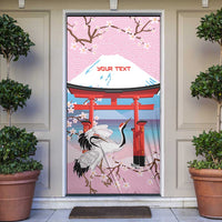Japanese Torii Gate Cranes Personalised Door Cover Fuji Mount Sakura Seigaiha Pattern