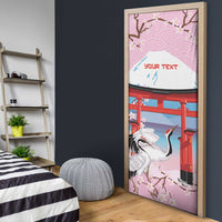 Japanese Torii Gate Cranes Personalised Door Cover Fuji Mount Sakura Seigaiha Pattern