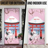 Japanese Torii Gate Cranes Personalised Door Cover Fuji Mount Sakura Seigaiha Pattern
