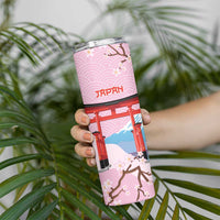 Japanese Torii Gate Cranes Personalised Skinny Tumbler Fuji Mount Sakura Seigaiha Pattern