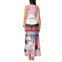 Japanese Torii Gate Cranes Personalised Tank Maxi Dress Fuji Mount Sakura Seigaiha Pattern