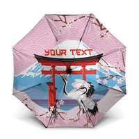 Japanese Torii Gate Cranes Personalised Umbrella Fuji Mount Sakura Seigaiha Pattern