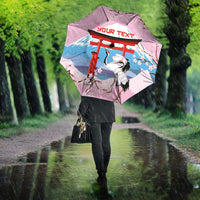 Japanese Torii Gate Cranes Personalised Umbrella Fuji Mount Sakura Seigaiha Pattern