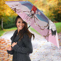 Japanese Torii Gate Cranes Personalised Umbrella Fuji Mount Sakura Seigaiha Pattern