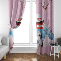 Japanese Torii Gate Cranes Personalised Window Curtain Fuji Mount Sakura Seigaiha Pattern